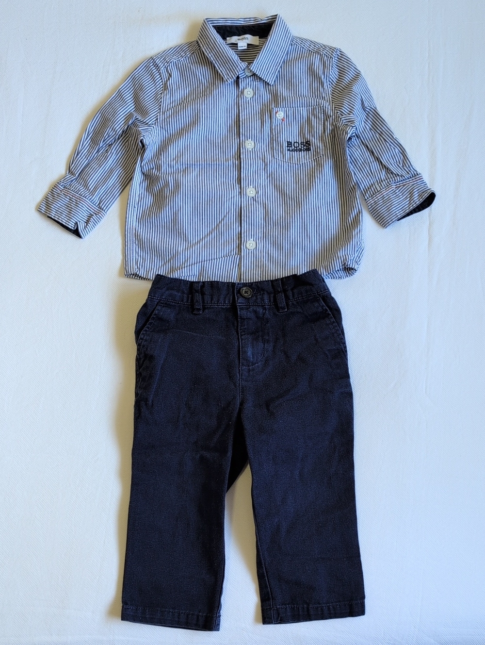 HUGO BOSS & RALPH LAUREN | 2pc Luxury Portrait Outfit Set Chinos Shirt | 12M